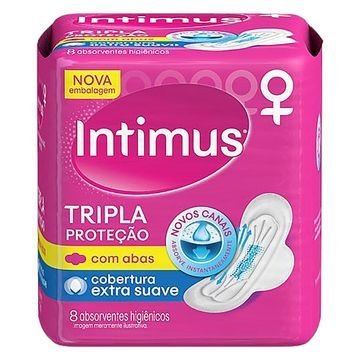 Absorvente Intimus Tripla Proteção Suave com Abas 8 Unidades